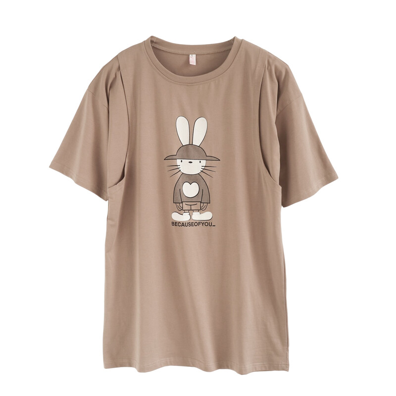 Îmbrăcăminte pentru alăptare Cărucior pentru alăptare Tricou Iepuraș drăguț Solid alb cu mânecă scurtă pentru femei însărcinate Haine de vară 6045B