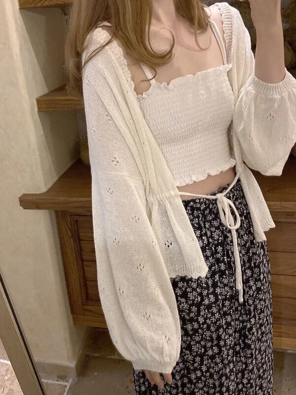 KOSAHIKI Dulce Kawaii Moale Fată Drăguță Cardigan Femei Pulover Topuri Japoneză Solid Mânecă Lungă Subțire Lolita Tricotat Kardigany