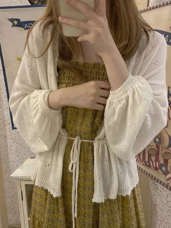 KOSAHIKI Dulce Kawaii Moale Fată Drăguță Cardigan Femei Pulover Topuri Japoneză Solid Mânecă Lungă Subțire Lolita Tricotat Kardigany