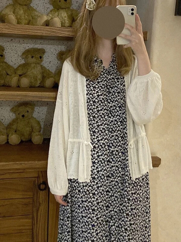 KOSAHIKI Dulce Kawaii Moale Fată Drăguță Cardigan Femei Pulover Topuri Japoneză Solid Mânecă Lungă Subțire Lolita Tricotat Kardigany