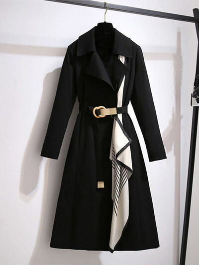 Sieviešu eleganti brīvi gari mēteļi jostas korejiešu ielu apģērbi, eleganti lielizmēra 4xl topi Abrigos pavasara rudens ikdienas Gabardina jakas