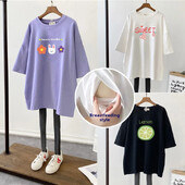 2022 m. naujos vasaros korėjietiškos versijos madingi krūtimi maitinantys marškinėliai, vidutinio ilgio trumpomis rankovėmis nėščioms moterims