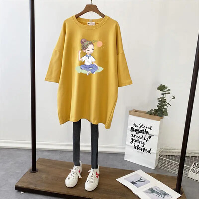 2022 m. naujos vasaros korėjietiškos versijos madingi krūtimi maitinantys marškinėliai, vidutinio ilgio trumpomis rankovėmis nėščioms moterims