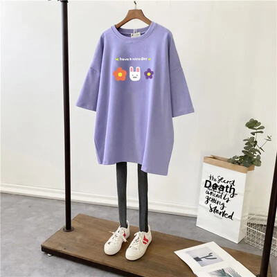 2022 m. naujos vasaros korėjietiškos versijos madingi krūtimi maitinantys marškinėliai, vidutinio ilgio trumpomis rankovėmis nėščioms moterims