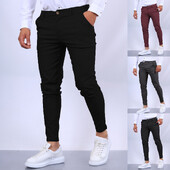 Vienkrāsainas biznesa plānas vīriešu bikses banketu apmeklējums ikdienas biroja daudzpusīgas bikses četriem gadalaikiem ērtas