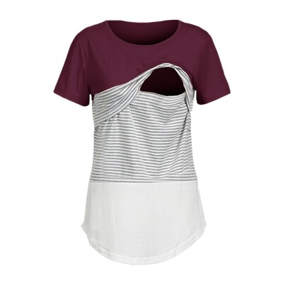 Tricou din bumbac pentru femeie după naștere de vară care alăptează Tricou și tricouri pentru alăptare din două piese din dantelă