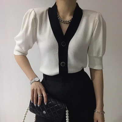 V-kaelusega, poolvarrukatega, jääsiidist kudumismantel Sueter Mujer Crop roosad kampsunid, naiste laisk Y2k lühike kardigan Feminino Pull Femme