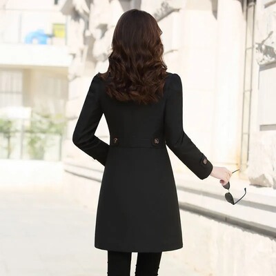 2024 nou costum trench cu guler primăvară și toamnă la modă jachetă de lungime mijlocie femeie îmbrăcăminte dublu stratificat palton roz 4XL