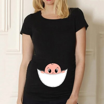 Modna nova, slatka beba odjeća za trudnice Ženska majica kratkih rukava od čistog pamuka za trudnice, zabavna ljetna majica kratkih rukava, crni top