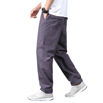 Muške hlače ravne labave višestruke džepove jednobojne tanke ležerne glatke mekane prozračne muške ljetne jesenske hlače