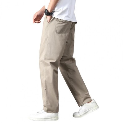 Muške hlače ravne labave višestruke džepove jednobojne tanke ležerne glatke mekane prozračne muške ljetne jesenske hlače