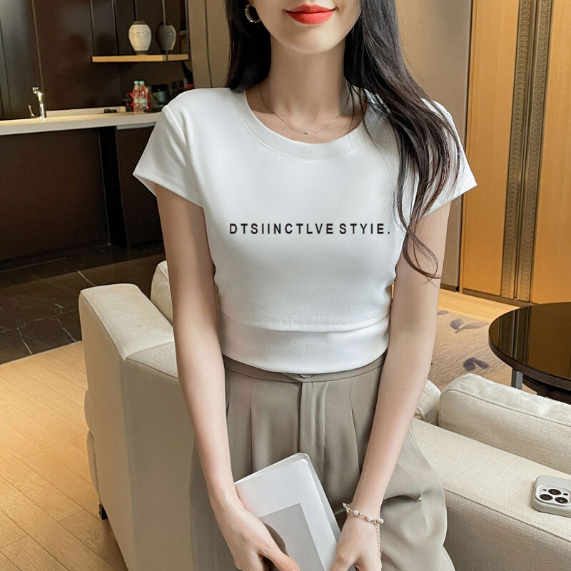 Tricou subțire de vară pentru alăptare pentru maternitate, imprimat la modă, cu gâtul în formă de O, pentru femeie postpartum, tricou din bumbac pentru alăptare, alb, sexy, pentru alăptare