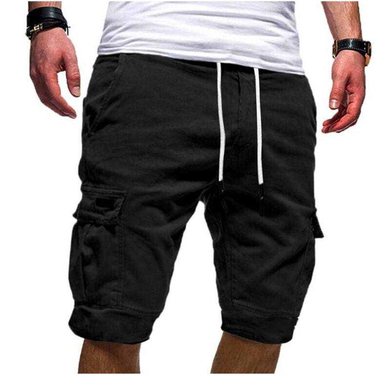 Pantaloni scurți sport pentru timpul liber de vară pentru bărbați, culoare uni, buzunar, fitness, sport, bumbac și in