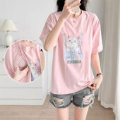 Trendy majica za dojenje za majke Ljetna odjeća pikantnog stila Majica kratkih rukava s okruglim izrezom Gornja odjeća za trudnice