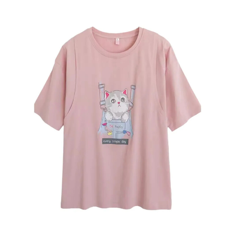 Trendy majica za dojenje za majke Ljetna odjeća pikantnog stila Majica kratkih rukava s okruglim izrezom Gornja odjeća za trudnice