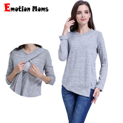 Emotion Moms Fashion Maternity Haine Tricou cu mânecă lungă de maternitate Top pentru alăptare Haine pentru alăptare pentru femei însărcinate