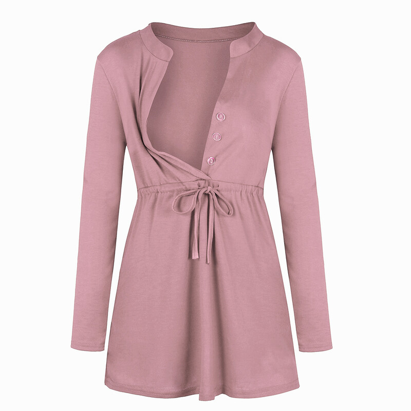 Γυναικεία μακρυμάνικη μπλούζα θηλασμού μονόχρωμη μπλούζα εγκυμοσύνης για θηλασμό