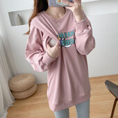 Grūtnieces karikatūra Frotē Džemperis Pulovers Hoodies Rudens Grūtnieces Grūtnieču Apģērbs Džemperis Barības Apģērbs 9098