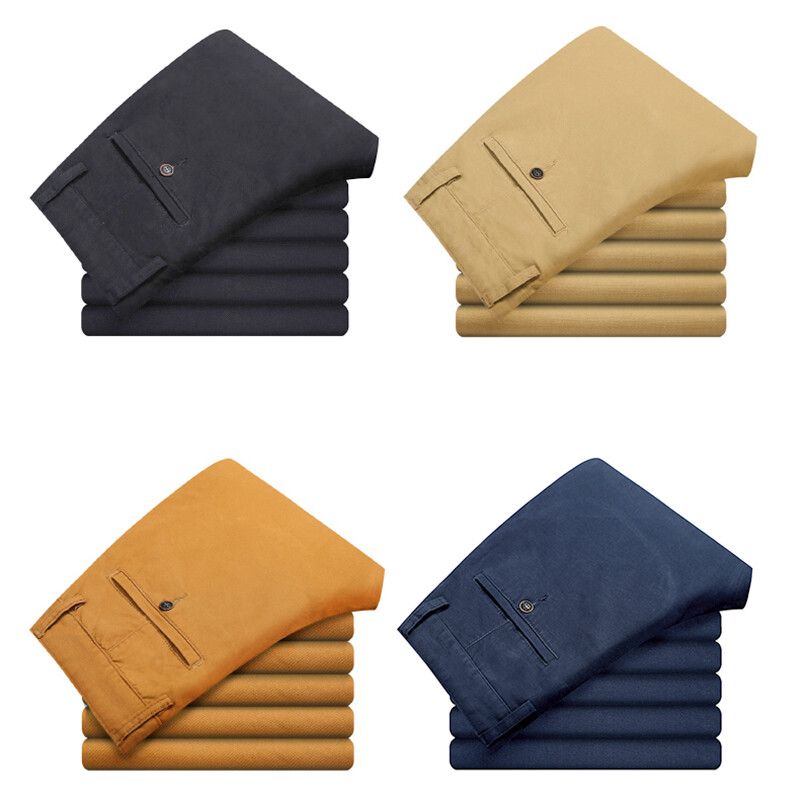 Vīriešu bikses Kokvilna Ikdienas Stretch vīriešu bikses vīriešu garas Taisnas Augstas kvalitātes 4 krāsas Liela izmēra bikškostīms 42 44 46