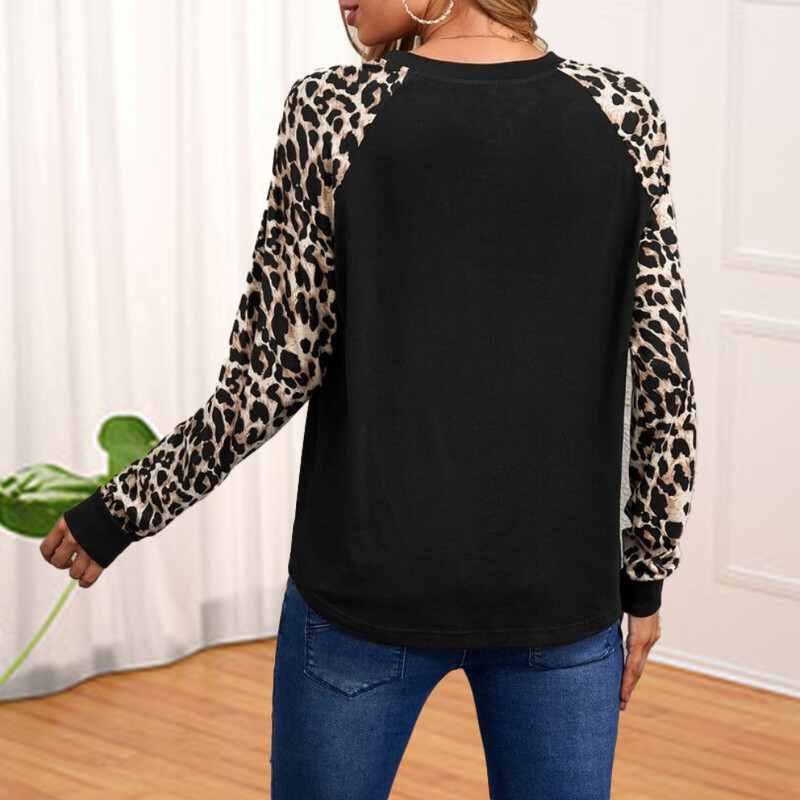 új kismama ruhák hosszú ujjú kerek nyakú leopárdmintás póló fekete ing terhes nők ruházat terhesség y2k utcai ruházat