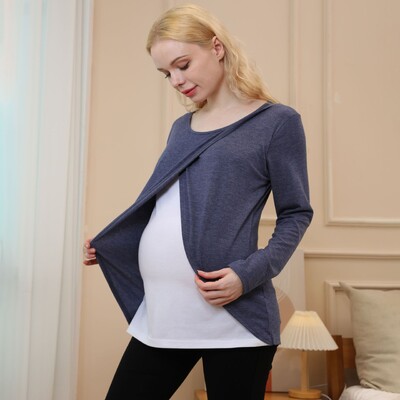 Široke bluze za trudnice i dojilje Majice kratkih rukava za dojenje Proljeće Jesen Majice dugih rukava za trudnice Odjeća za trudnice