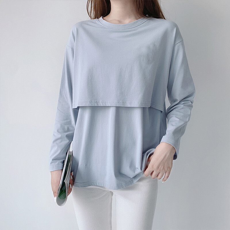 Sieviešu Grūtnieču T-krekli Apģērbi Pavasara garās piedurknes Soild Barsing Top Zīdīšanas krekli Vasaras Grūtniecība Barošanas T-apģērbi