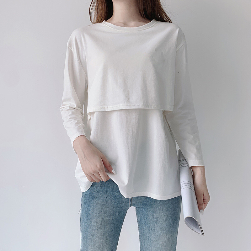 Sieviešu Grūtnieču T-krekli Apģērbi Pavasara garās piedurknes Soild Barsing Top Zīdīšanas krekli Vasaras Grūtniecība Barošanas T-apģērbi