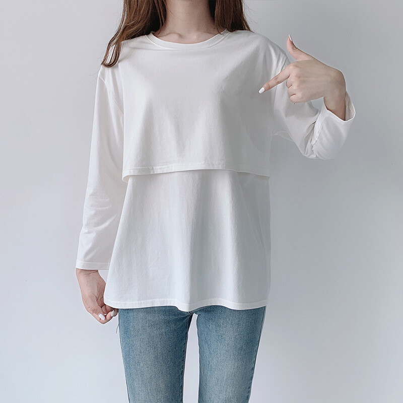 Sieviešu Grūtnieču T-krekli Apģērbi Pavasara garās piedurknes Soild Barsing Top Zīdīšanas krekli Vasaras Grūtniecība Barošanas T-apģērbi