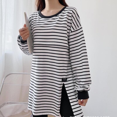 Pavasara un rudens ziemas grūtnieču apģērbi barošanas T-krekli grūtniecēm ar garām piedurknēm bruņurupučus, brīvi zīdīšanas topi