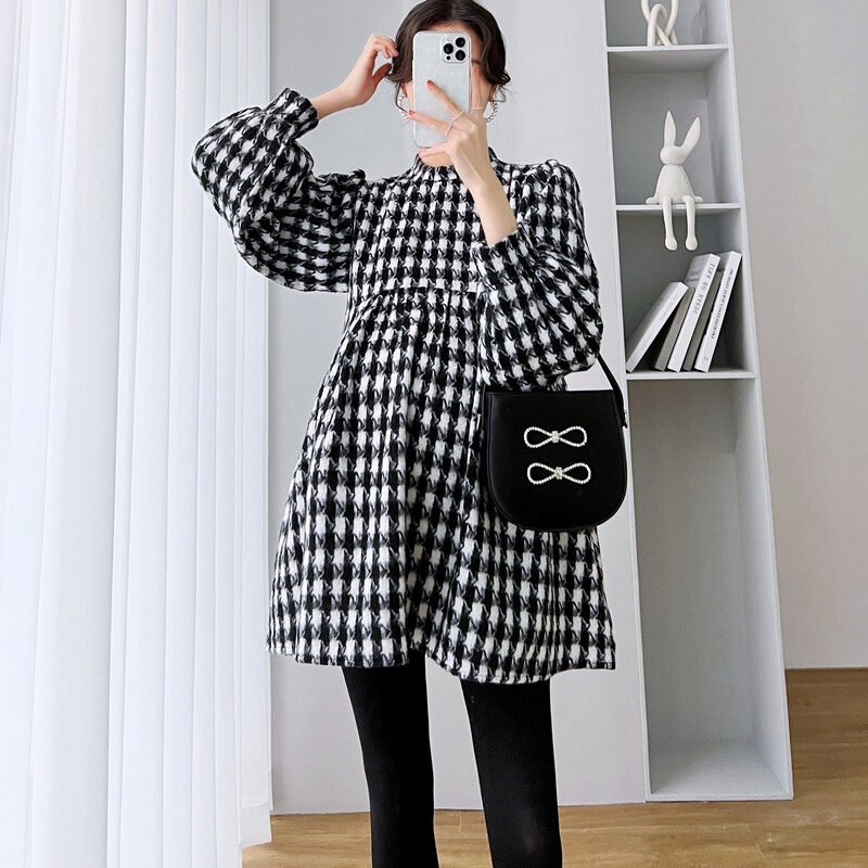 Jesen Zima Korejske modne karirane bluze za trudnice Slatke slatke široke košulje Odjeća za trudnice Majice za trudnice Haljine NOVO