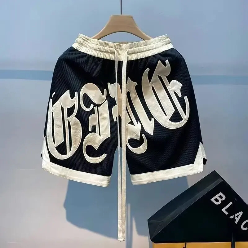 2024. gada vasaras jauna stila amerikāņu hiphopa moderns zīmola vīriešu sporta bikses, brīvas piegriezuma basketbola bikses, ielas apģērbs