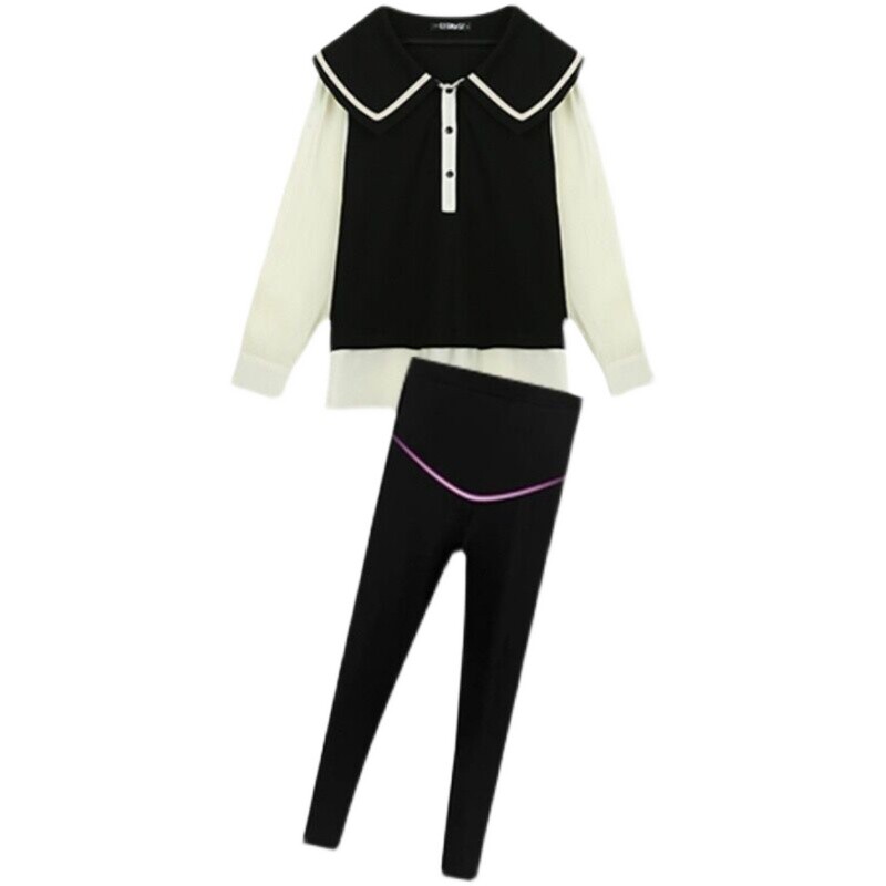 Jesenske majice za trudnice 2024., veliki ovratnik, dugi rukavi, pola gumba, bluze za trudnice, crno-bijele, patchwork majice