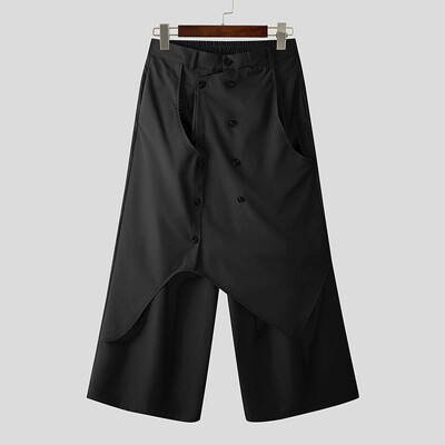 INCERUN Muške nepravilne hlače Joggers na gumbe Ulična odjeća Široke jednobojne ležerne hlače Muške 2024 Vintage široke hlače S-5XL