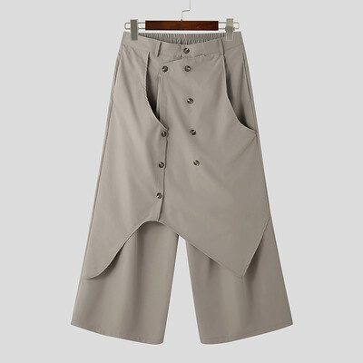 INCERUN Muške nepravilne hlače Joggers na gumbe Ulična odjeća Široke jednobojne ležerne hlače Muške 2024 Vintage široke hlače S-5XL