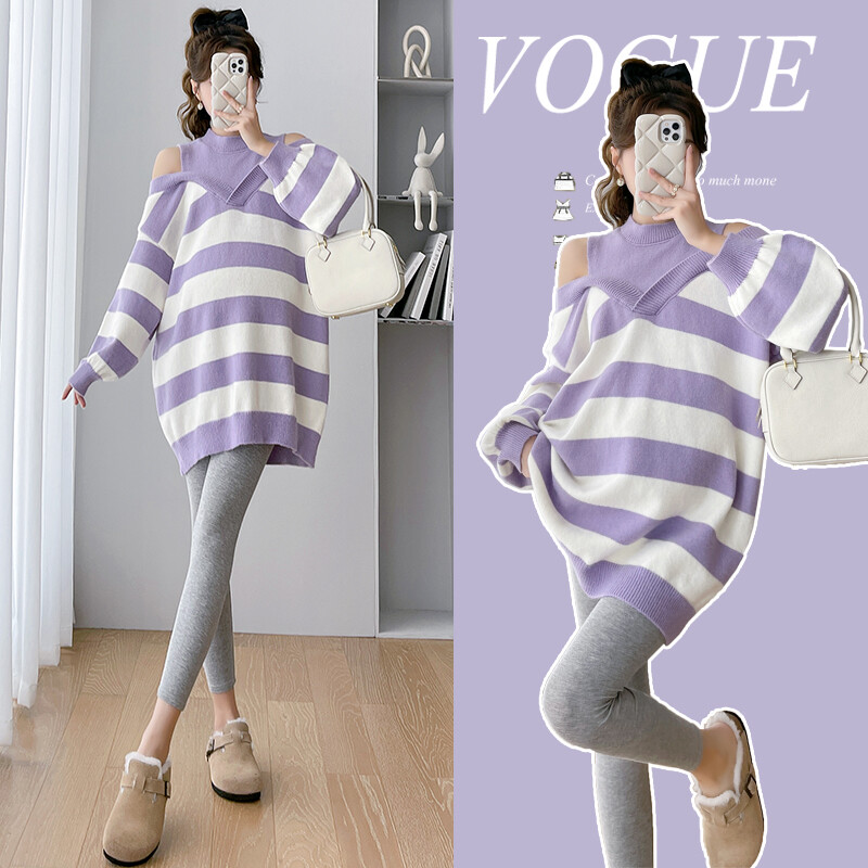 Ψεύτικο πουλόβερ δύο τεμαχίων με ρίγες ώμου εγκύων