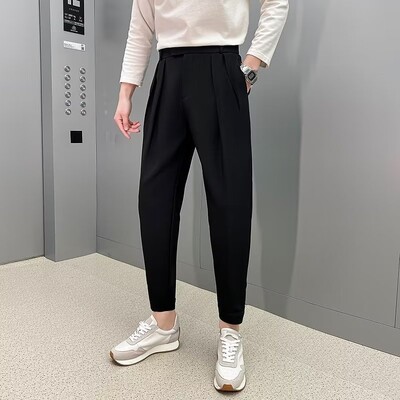 2023. gada pavasaris, vasara Jaunas, maigas vīriešu ikdienišķas bikses korejiešu modes vīriešu jaunatnes bikses ar piesietām kājām Bikses bikses bikses