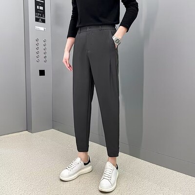 2023. gada pavasaris, vasara Jaunas, maigas vīriešu ikdienišķas bikses korejiešu modes vīriešu jaunatnes bikses ar piesietām kājām Bikses bikses bikses