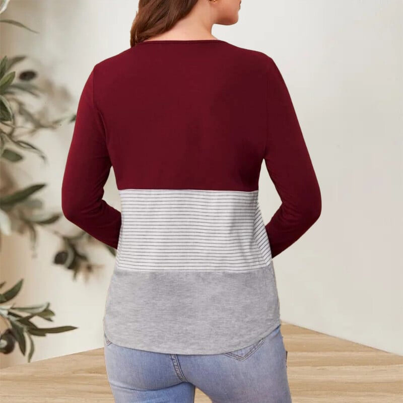 2023. gada sieviešu grūtnieču T-kreklu topi vasaras O kaklam, garām piedurknēm, svītrainām apdrukām. T-krekls barošanai ar krūti