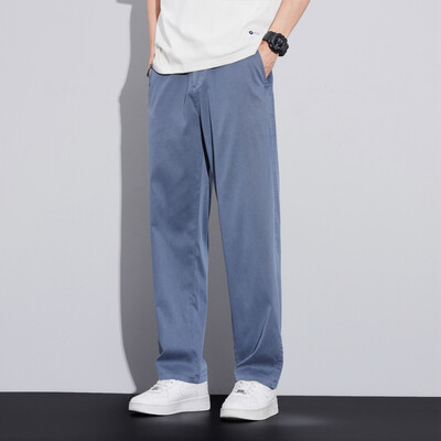 Īpaši plānas Liocela ikdienas bikses ar elastīgu jostasvietu vīriešiem Vasaras elastīgas, taisnas kājas, brīvas ērtas ikdienas garās bikses vīriešiem