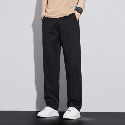 Īpaši plānas Liocela ikdienas bikses ar elastīgu jostasvietu vīriešiem Vasaras elastīgas, taisnas kājas, brīvas ērtas ikdienas garās bikses vīriešiem