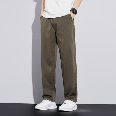 Īpaši plānas Liocela ikdienas bikses ar elastīgu jostasvietu vīriešiem Vasaras elastīgas, taisnas kājas, brīvas ērtas ikdienas garās bikses vīriešiem