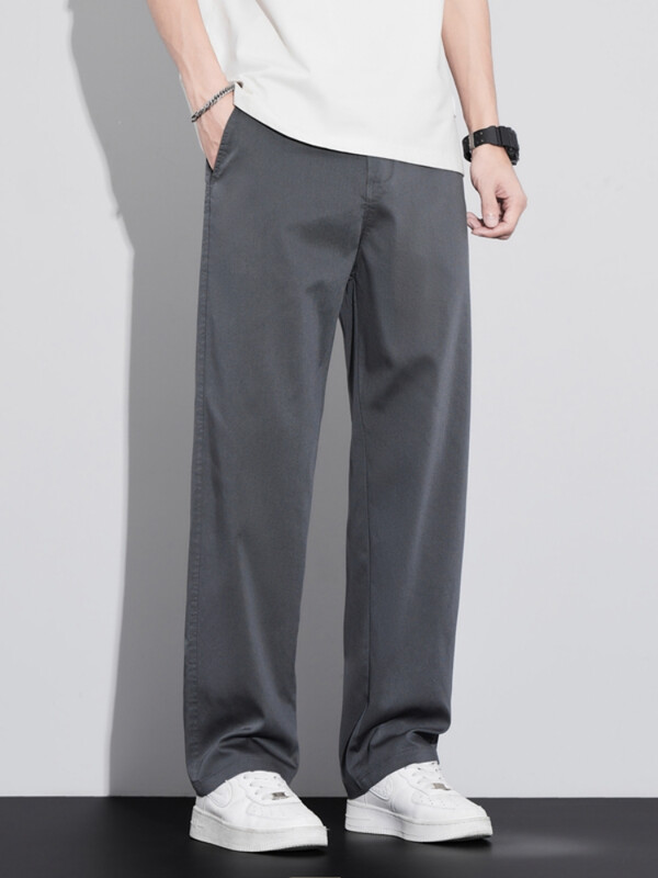 Īpaši plānas Liocela ikdienas bikses ar elastīgu jostasvietu vīriešiem Vasaras elastīgas, taisnas kājas, brīvas ērtas ikdienas garās bikses vīriešiem