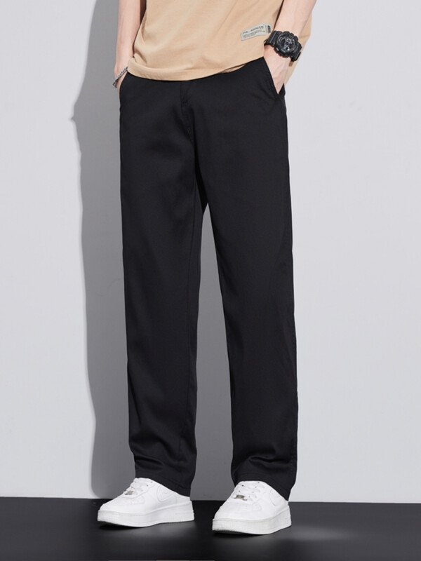 Īpaši plānas Liocela ikdienas bikses ar elastīgu jostasvietu vīriešiem Vasaras elastīgas, taisnas kājas, brīvas ērtas ikdienas garās bikses vīriešiem