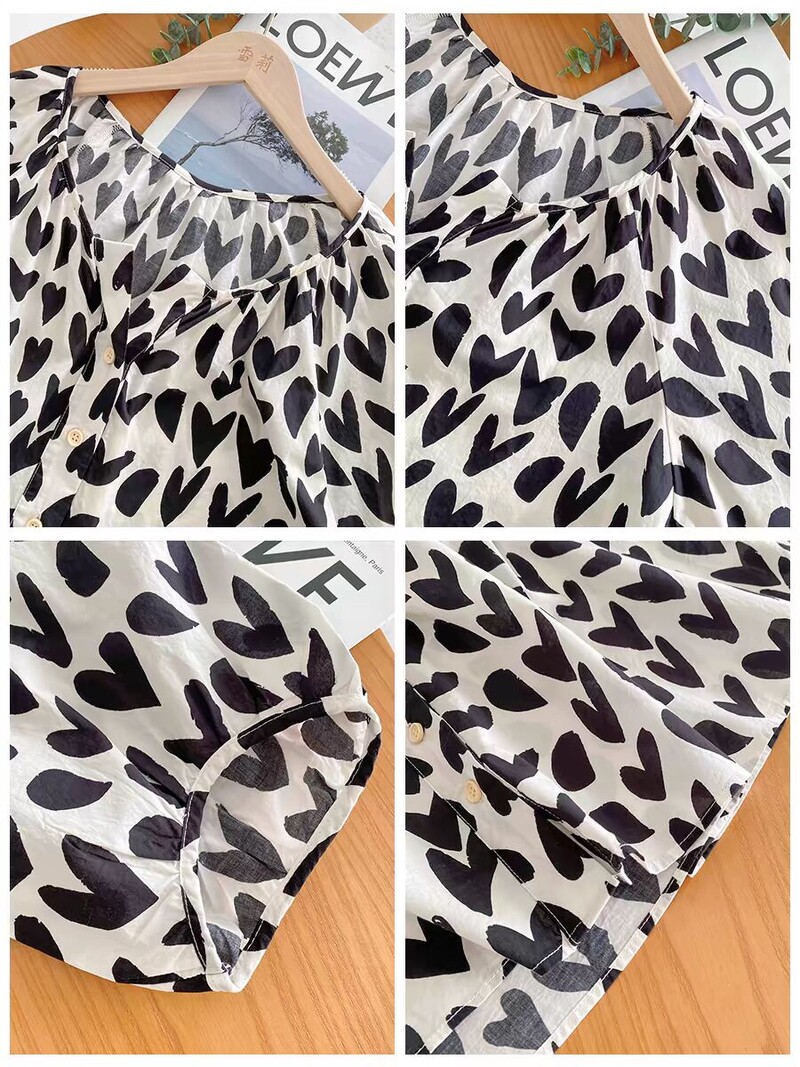 Cămăși de vară de maternitate dulci, cu mâneci lanternă, decolteu în V, femei însărcinate, bluze din bumbac, in, Top alb cu modele negre