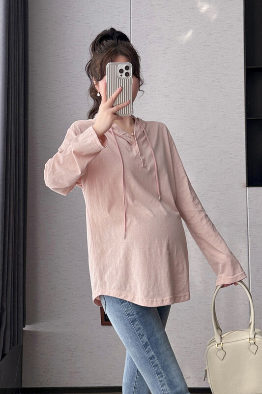 O68511# Grūtniecības blūze T-krekls Moderns Fashion Mom Korean Brīvs Hoodie Salds stils Vasaras Jaunums Ikdienišķa Grūtnieču Topi