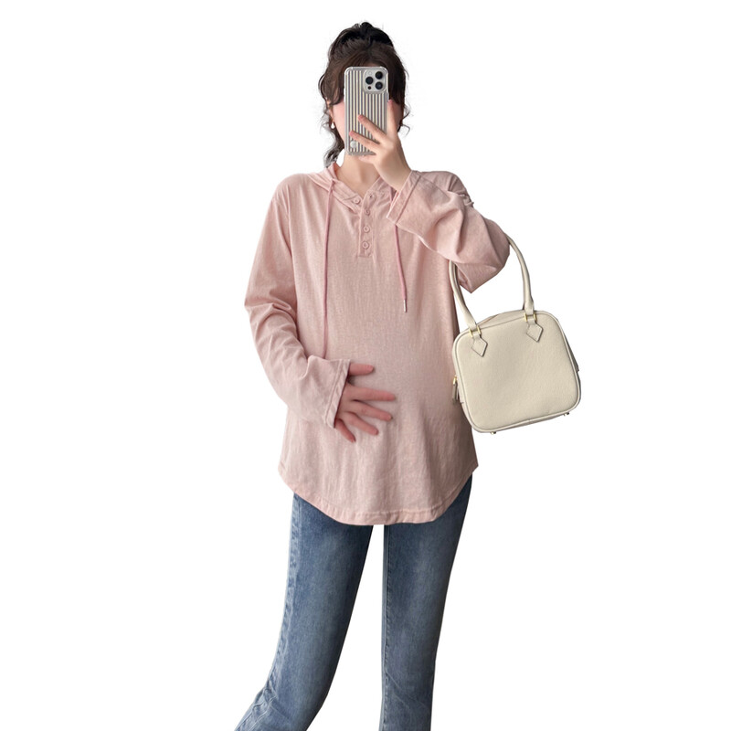 O68511# Grūtniecības blūze T-krekls Moderns Fashion Mom Korean Brīvs Hoodie Salds stils Vasaras Jaunums Ikdienišķa Grūtnieču Topi