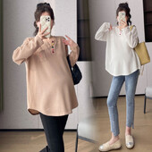 Z68479# Majica za trudnice s vezom, labava, elegantna, slatka, slatkasta novodošla ležerna bluza za trudnice