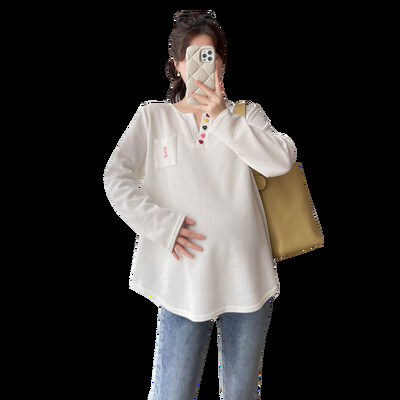 Z68479# Majica za trudnice s vezom, labava, elegantna, slatka, slatkasta novodošla ležerna bluza za trudnice