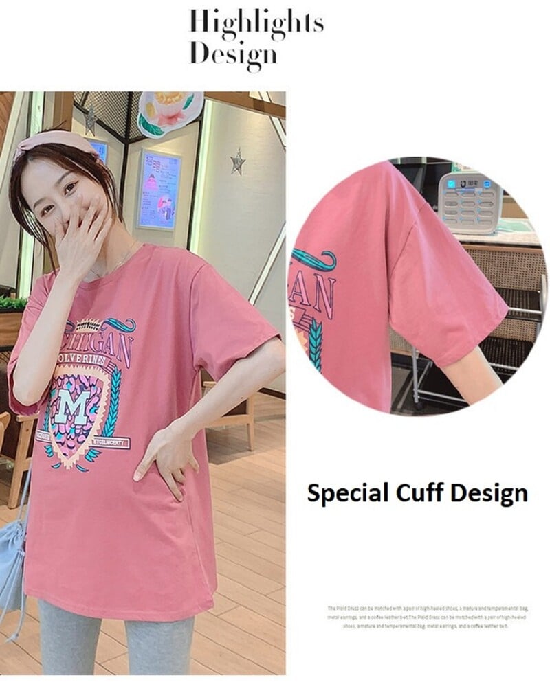 Grūtnieču apģērbi Sieviešu īsām piedurknēm T-krekli T-krekli Brīvi ikdienas kokvilnas grūtniecēm Blūzes krekls ar džemperi, lielizmēra augšdaļa