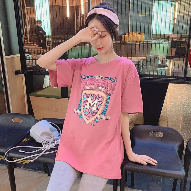 Grūtnieču apģērbi Sieviešu īsām piedurknēm T-krekli T-krekli Brīvi ikdienas kokvilnas grūtniecēm Blūzes krekls ar džemperi, lielizmēra augšdaļa